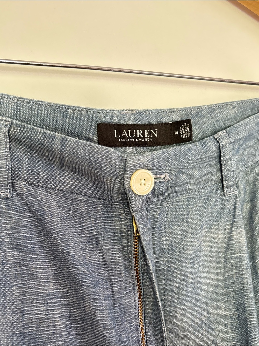Lauren Ralph Lauren Pleated Chambray Wide Leg Pants Size 16 NEW Classic L64 - Picture 9 of 15